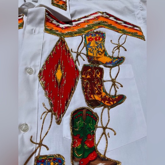 Wayne Scott Funky Western Button-Up- Size Small 14- 14 1/2 - Picture 6 of 7